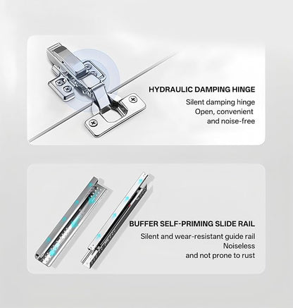 Double Sink Bathroom Vanity, Wood Looking Bath Vanity Includes Smart Anti-Fog Mirror Cabinet, Slate Countertop and One-Piece Sink, Wall Mounted Vanities with Soft-Close Drawers (Dark Walnut,84")