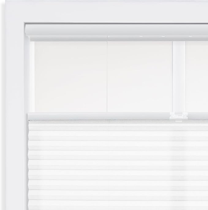 DEZ FURNISHINGS Cordless 1" Light Filtering Top Down Bottom Up Cellular Shade, 70"W x 64"H, White