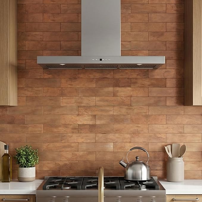 80-Piece Retro Copper Thick PVC Peel and Stick Backsplash, 2" x 8" Waterproof Subway Tile Peel and Stick Wall Tiles for Kitchen and Bathroom