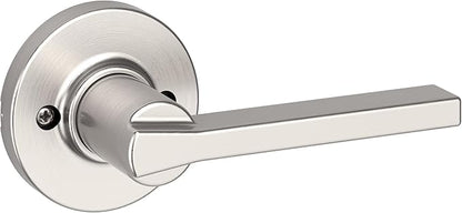 Kwikset Casey Dummy Round Door Handle, Single Sided Lever for Closets, French Double Doors, and Pantry, Satin Nickel Non-Turning Reversible Interior Push/Pull Lever, with Microban Protection