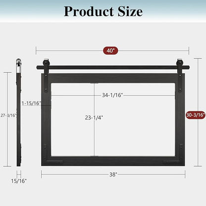 Farmhouse Mirror for Bathroom, 40x30 Inch Black Vanity Mirror for Wall, Wood Framed Rustic Mirror Rectangular Wall Decor Mirrors for Entryway Living Room Bedroom