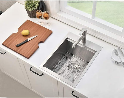 Bar Sink Drop In, 15 x 20 Inch Kitchen Sink, Stainless Steel Square Small Topmount Workstation Sinks, Single Bowl Kitchen Sinks for Office Laundry Wet Bar Prep RV Outdoor Yard