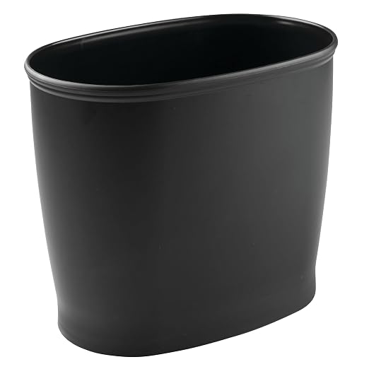 iDesign Slim Plastic Bathroom Trash Can, Black | Small Garbage Bin, For Bedroom, Office, Desk, Dorm