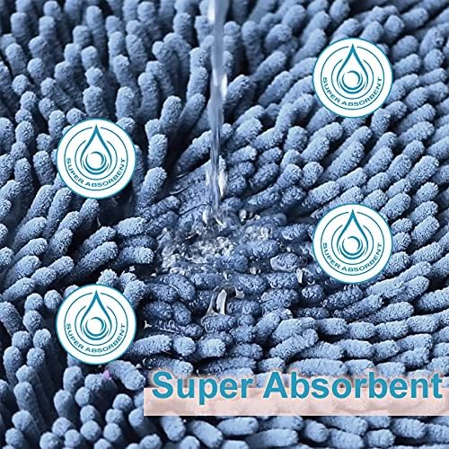 RUN HELIX Bathroom Rug Set 2 Pieces Non-Slip, Chenille Toilet Rugs, Absorbent Plush Shaggy Bath Mat Set for Bathroom, Bedroom, Kitchen, Deep Blue, 20"x32" & 16"x24"