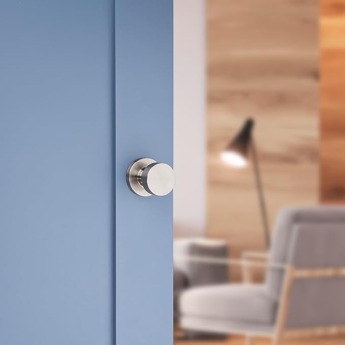 Kwikset Pismo Door Knob Set, 10 Pack with 5 Non-Locking Passage and 5 Locking Keyless Privacy Handles, with Round Rose, Featuring Microban Protection in Satin Nickel