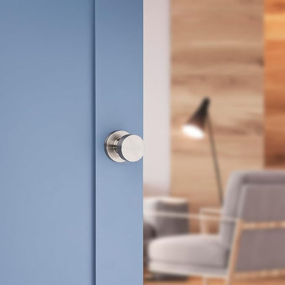 Kwikset Pismo Door Knob Set, 10 Pack with 5 Non-Locking Passage and 5 Locking Keyless Privacy Handles, with Round Rose, Featuring Microban Protection in Satin Nickel