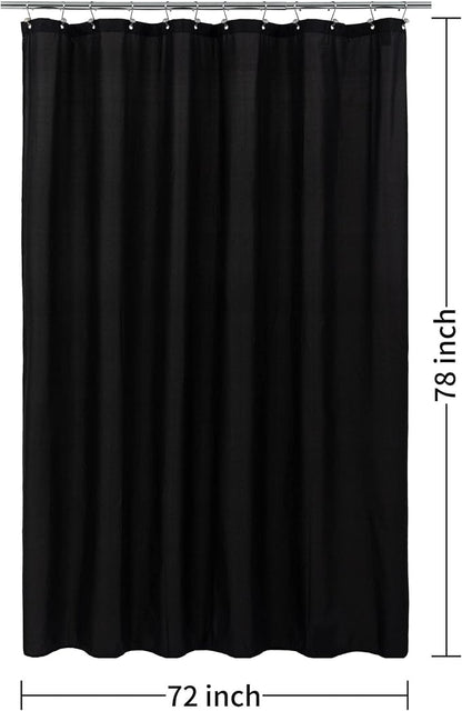 ALYVIA SPRING 72x78 Long Waterproof Fabric Shower Curtain or Liner Black | 3 Magnets, Soft Cloth & Hotel Quality, Machine Washable, Light-Weight, Long Size