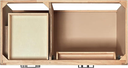 ARIEL Hepburn 42-inch Bathroom Vanity Base Cabinet,Solid Wood, 2 Soft Closing Doors, 5 Dovetail Drawers, White Oak