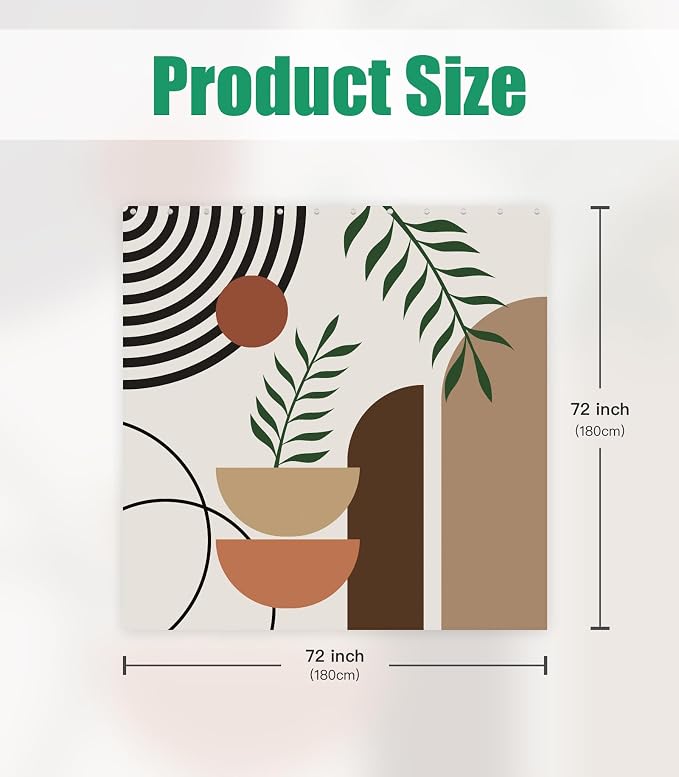 Shower Curtain for Bathroom Stall Boho Modern Cute Aesthetic Decorative Girly Waterproof Unique Art Elegant Girls Chic Print Design Teen Pretty Women Cortinas de Baño Bathtub 72 x72 Inch