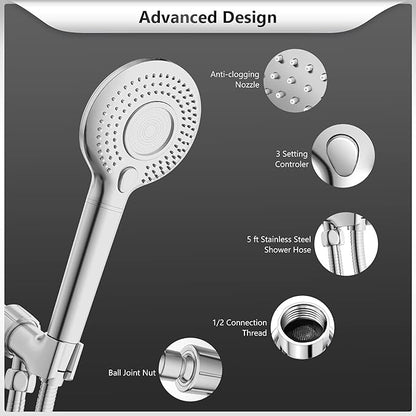 FEELSO Filtered Shower Head with Handheld, High Pressure Shower Filter Head | 15 Stage Water Softener Filters for Hard Water, Remove Chlorine & Harmful Substance, 3 Spray Mode Showerhead, Hose & Bracket