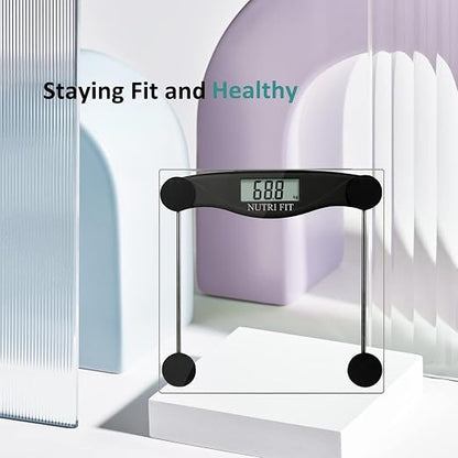 Digital Bathroom Scale for Body Weight Smart Bath Weighing Scales | 0.2lb Precision, 330lb Capacity, Clear LCD Screen, Accurate Electronic Scale for Weight Loss, with CR2032 Battery, Black