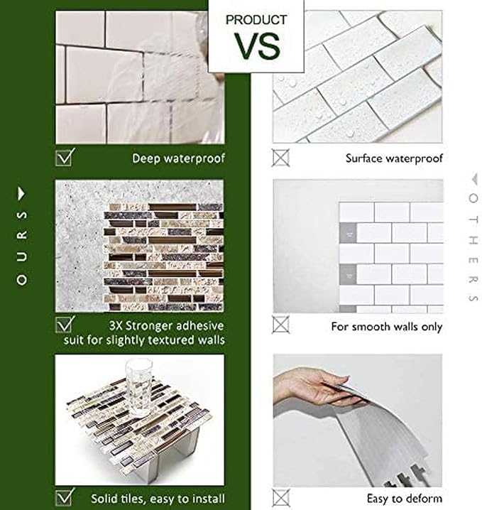 STICKGOO Peel and Stick Backsplash, Self-Adhesive Backsplash in Sandstone (Thicker Design, 1 Sheet)