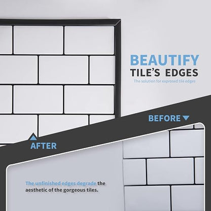 Art3d 30 ft Peel and Stick Flexible Molding Trim for Wall Tile Edge, Black | Durable, Waterproof, Oil-Proof, Superior Adhesive, Useful, Easy to Clean, Ideal for Mirror Edges, Accent Walls, Backsplashes