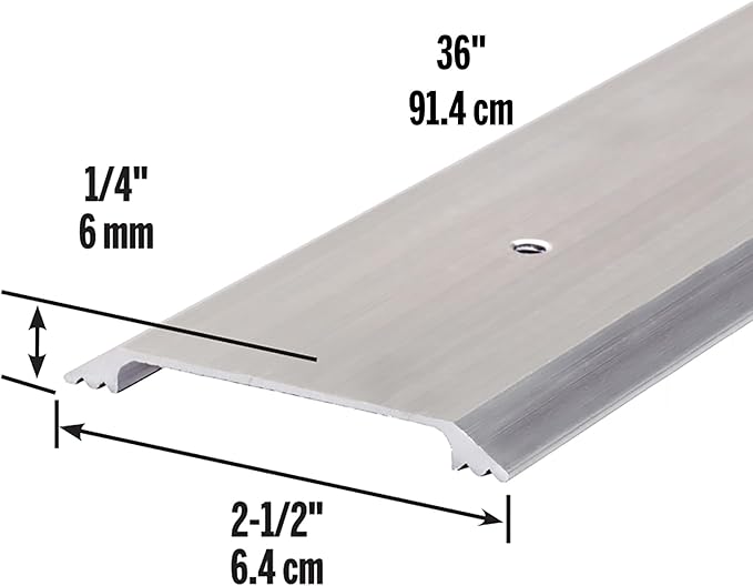 M-D Building Products 11072 2-1/2 in. x 1/4 in. x 36 in. Silver Aluminum Flat Profile Threshold for Interior Doorways