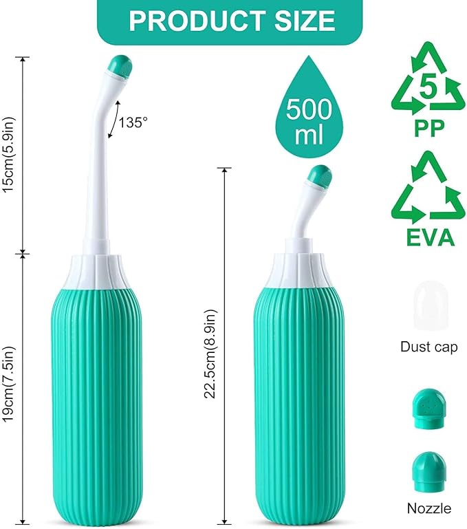 Generic Green Bidet Portable Bidet for Travel, Handheld Jet Spray, 500ml Capacity, Peri Bottle for Postpartum Care, Outdoor Use, Reusable Sprayer