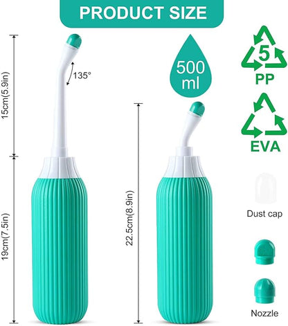 Generic Green Bidet Portable Bidet for Travel, Handheld Jet Spray, 500ml Capacity, Peri Bottle for Postpartum Care, Outdoor Use, Reusable Sprayer