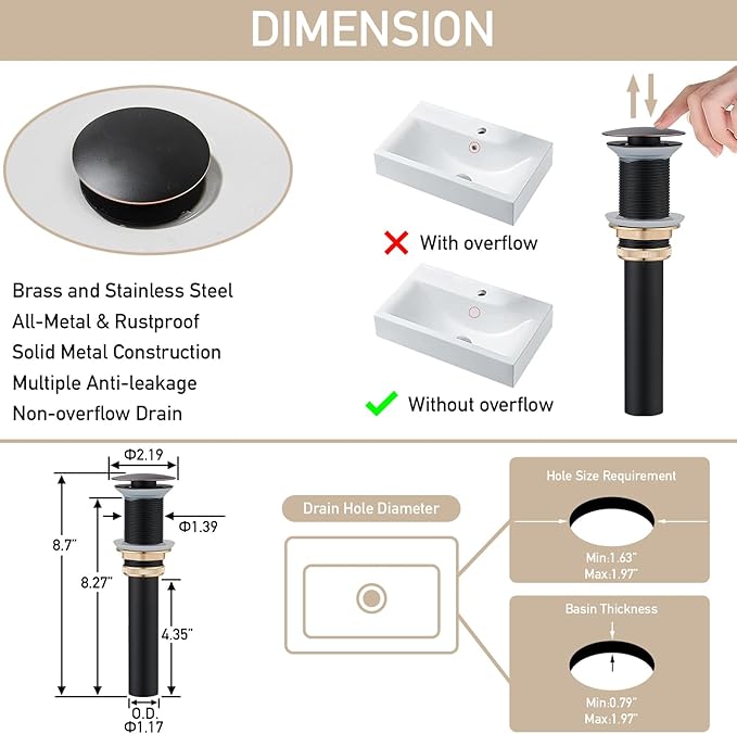 LED Bathroom Sink Faucet, Oil Rubbed Bronze Waterfall Single Hole Handle Vanity Faucets for Sinks 1 Hole with Metal Pop Up Drain and 2 Water Supply Lines, Side Handle