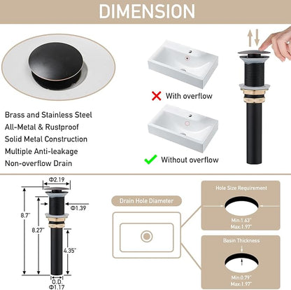 LED Bathroom Sink Faucet, Oil Rubbed Bronze Waterfall Single Hole Handle Vanity Faucets for Sinks 1 Hole with Metal Pop Up Drain and 2 Water Supply Lines, Side Handle