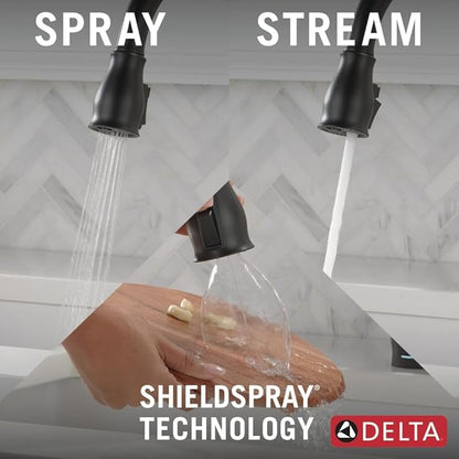 Delta Faucet Leland Touch Kitchen Faucet with Touchless Technology, Kitchen Faucet with Pull Down Sprayer, Black Kitchen Sink Faucet, Touchless Kitchen Faucet, Matte Black 9178TL-BL-DST
