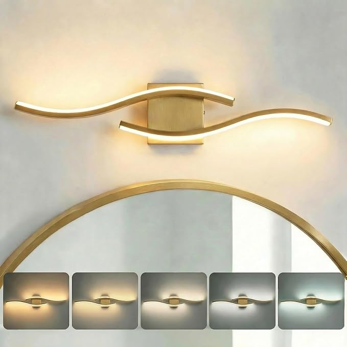 Vanity Light for Bathroom, 23.6 Inch Gold LED Dimmable | Bathroom Lights Fixture Over Mirror, 5CCT Adjustable Color Temperatures Modern Wall Sconces for Bathroom Bedroom Living Room