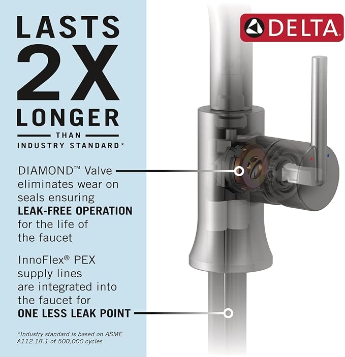 Delta Bonacci Matte Black Bathroom Faucet 1 Hole, Single Hole Bathroom Sink Faucet for Vanity, Metal Push-Pop Drain Assembly, Matte Black 545-BL-DST