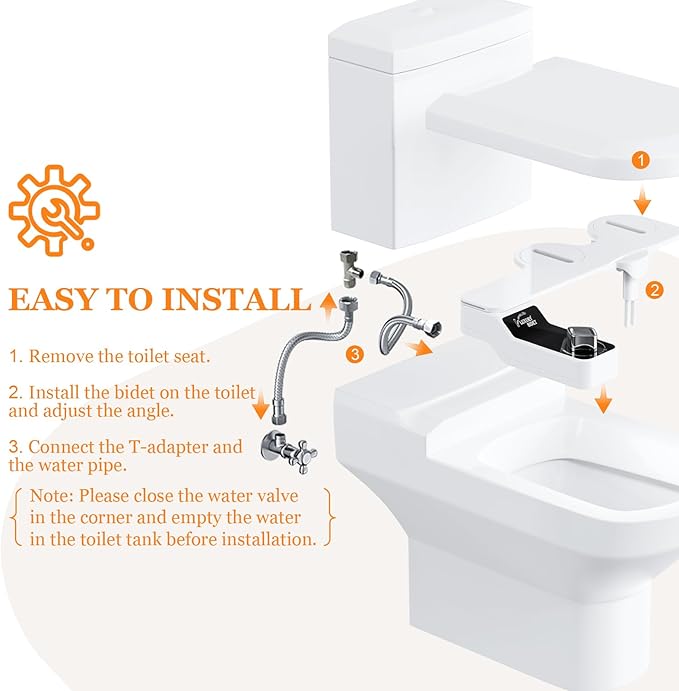 Bidet Attachment for Toilet - A Non-Electric Self Cleaning Water Sprayer with Adjustable Water Pressure, Ultra-Slim Bidet Attachment, Rear and Feminine Wash, Angle Control & Easy Home Installation
