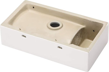 Wall Mount White Ceramic Bathroom Sink | Beslend 18x10 Small Wall Mounted Rectangle Sink White Porcelain Sink with Single Faucet Hole Wall Hung Hand Wash Art Basin