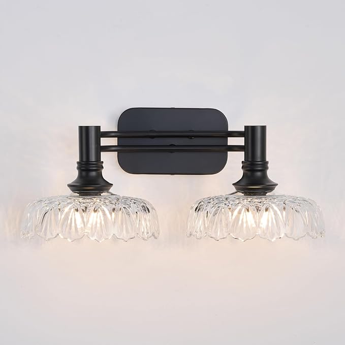 Modern Wall Sconce 2-Light Bathroom Vanity Lights Matte Black Bedroom Light Fixtures in Door Lighting Fixture for Living Room Hallway Corridor