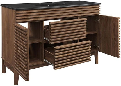 Modway Render 48" Single Bathroom Vanity in Walnut Black