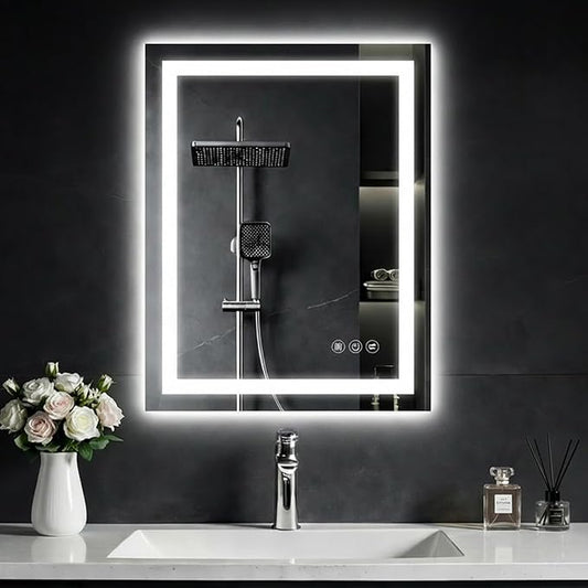 24"x 32" LED Bathroom Mirror with Light, Front and Backlit Controlled, Anti-Fog, 3 Colors Led Mirror, Dimmable, LED Wall Vanity Mirror with Lights, Memory Function, Tempered Glass,ETL Listed