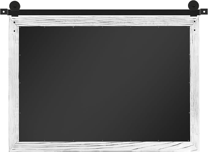 COGOOD Farmhouse Barn Door Mirror - 18 x 25 White | Rustic Wood Framed Vanity Mirror for Entryway, Living Room, Bedroom, Bathroom Wall Decor