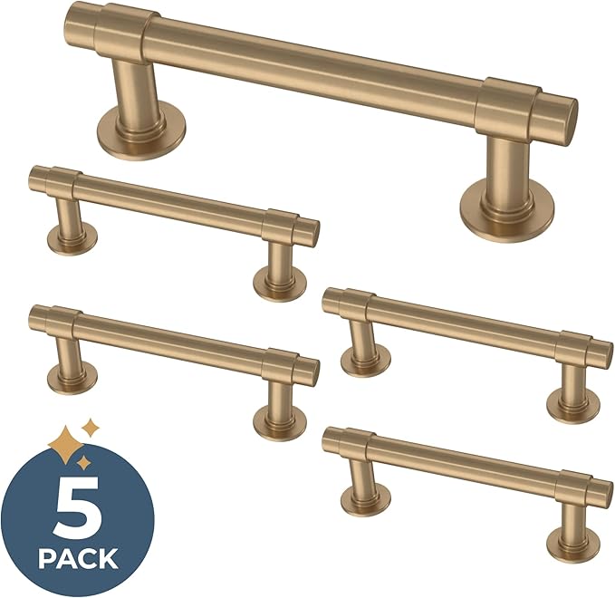 Franklin Brass Francisco (5-Pack) Cabinet Handles 3" Hole Center Pulls | Champagne Bronze Hardware Kitchen Door, Drawers, Dressers, Furniture P29520Z-CZ-B1