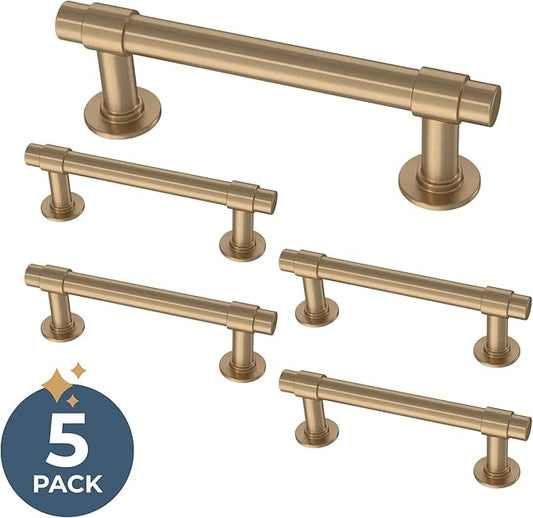 Franklin Brass Francisco (5-Pack) Cabinet Handles 3" Hole Center Pulls | Champagne Bronze Hardware Kitchen Door, Drawers, Dressers, Furniture P29520Z-CZ-B1