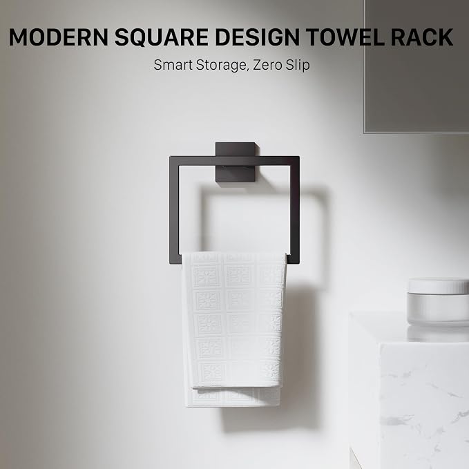 20-Piece 23.6 Inch Matte Black Bathroom Hardware Accessories Set | Stainless Steel Bath Extended Towel Bar, Toilet Paper Holder with Shelf, Towel Hooks, Square Towel Ring Wall Mounted