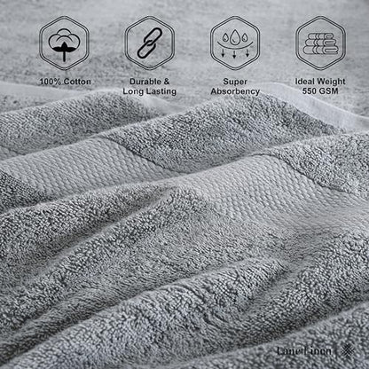 LANE LINEN Towel Set Soft Absorbent Quick Dry 100% Cotton 18 Piece - Grey