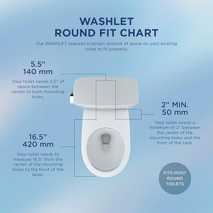 TOTO® WASHLET® S5 Electronic Bidet Toilet Seat with Instantaneous Water Heating, PREMIST and EWATER+ Wand Cleaning, Round, Cotton White - SW3445#01
