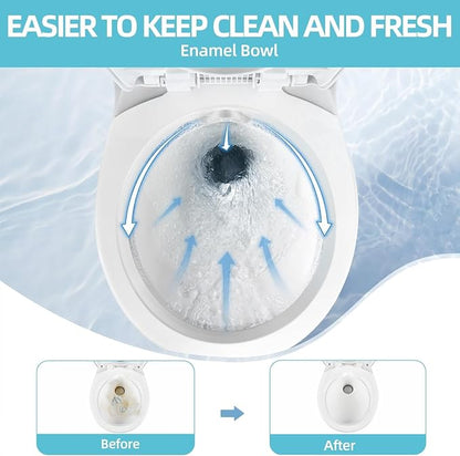 YITAMOTOR RV Toilet with Enamel Bowl, Plastic Toilet Body, Pedal Flush, Gravity Flush Toilet High Profile with Hand Sprayer and Flange for Motorhome Caravan Car Travel,White-Porcelain w Sprayer | Plastic Toilet Body, Pedal Flush, Gravity Flush Toilet H...