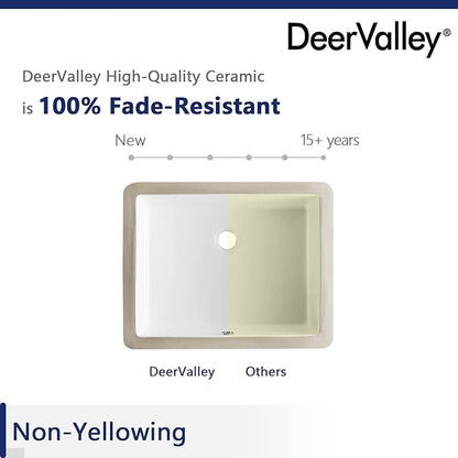 DeerValley DV-1U202 Ursa Bathroom Vessel Sink Rectangular Under-mount White Porcelain Ceramic Bathroom Sink with Overflow