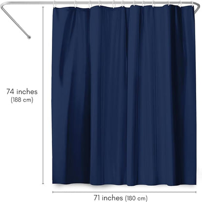 Americanflat 71x74 Solid Blue Shower Curtain - Water-Resistant Long Shower Curtain with Durable Metal Grommets and 12 Hooks - 100% Polyester