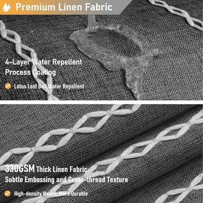 BTTN Small Boho Linen Heavy Duty Cloth Shower Curtain, 36x72, Charcoal Grey