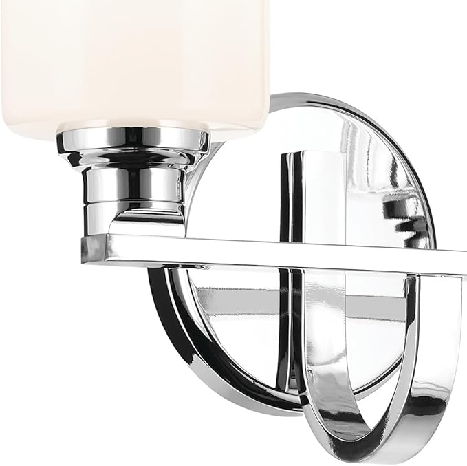 Kichler Gioe 14.25" 2-Light Vanity Light with Opal Glass in Chrome, Damp Rated, for Bathroom, Powder Room, Over a Mirror, (14.25" W x 10.5" H), 55225CH