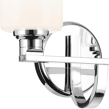Kichler Gioe 14.25" 2-Light Vanity Light with Opal Glass in Chrome, Damp Rated, for Bathroom, Powder Room, Over a Mirror, (14.25" W x 10.5" H), 55225CH