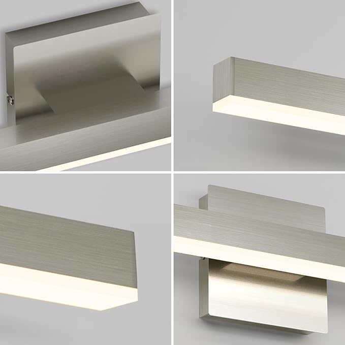 Joossnwell Bathroom Vanity Lighting Fixtures Over Mirror Brushed Nickel | 23.62 Inch bathroom Lights Fixtures Modern Vanity Light Bar Wall Mount Sconces Lamps 18W 4000K