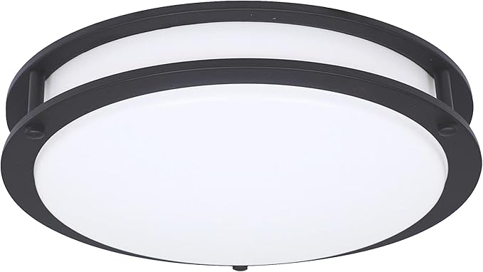 Designers Fountain Flush Mount Ceiling Light, 16 Inch Round LED DC Lighting Fixture Kitchen, Bedroom, Bathroom, and Hallway, Dimmable, 1800 Lumens, 3000K/4000K/5000K, Matte Black, EV1416C3C-43