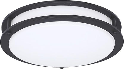 Designers Fountain Flush Mount Ceiling Light, 16 Inch Round LED DC Lighting Fixture Kitchen, Bedroom, Bathroom, and Hallway, Dimmable, 1800 Lumens, 3000K/4000K/5000K, Matte Black, EV1416C3C-43