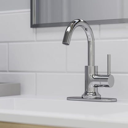 Pfister Zeelan Bathroom Sink Faucet, Single Control, 1-Handle, Single Hole, NSF Certified, Polished Chrome Finish, LF042ZLC