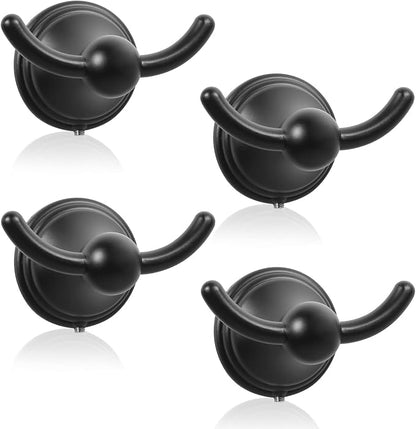 FILTA Bathroom Towel Hooks, Matte Black Robe & Towel Hooks for Wall Mounted, Traditional Towel and Robe Hooks for Hanging Towels, Bath Towel Holder for Shower (4 Pack)