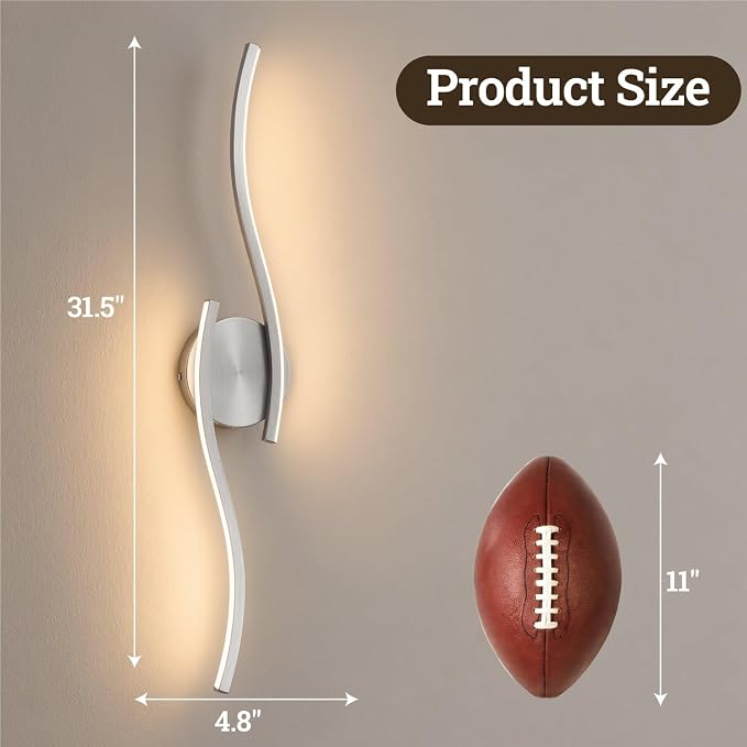 31.5 Inch LED Bathroom Vanity Light, Brushed Nickel, 5CCT | 31.5 Inch brushed nickel LED bathroom vanity light with 5CCT, 20%-100% dimming, hardwired horizontal/vertical mount
