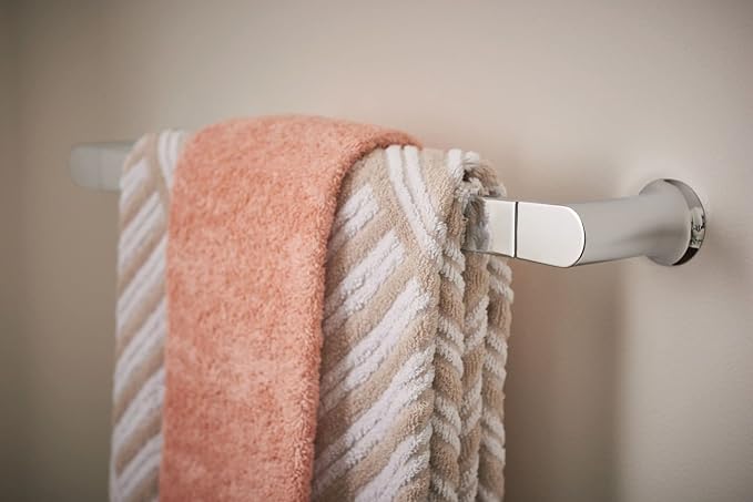Moen Genta LX Chrome Modern 18-Inch Single Kitchen or Bathroom Towel Bar, BH3818CH (Pack of 2)