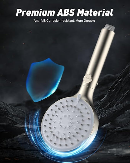 FASDUNT High Pressure Handheld Shower Head with Hose, Brushed Nickel | 80" Extra Long Stainless Steel Hose & Adjustable Bracket, Shower Heads with ON/OFF Switch for Pets Bath